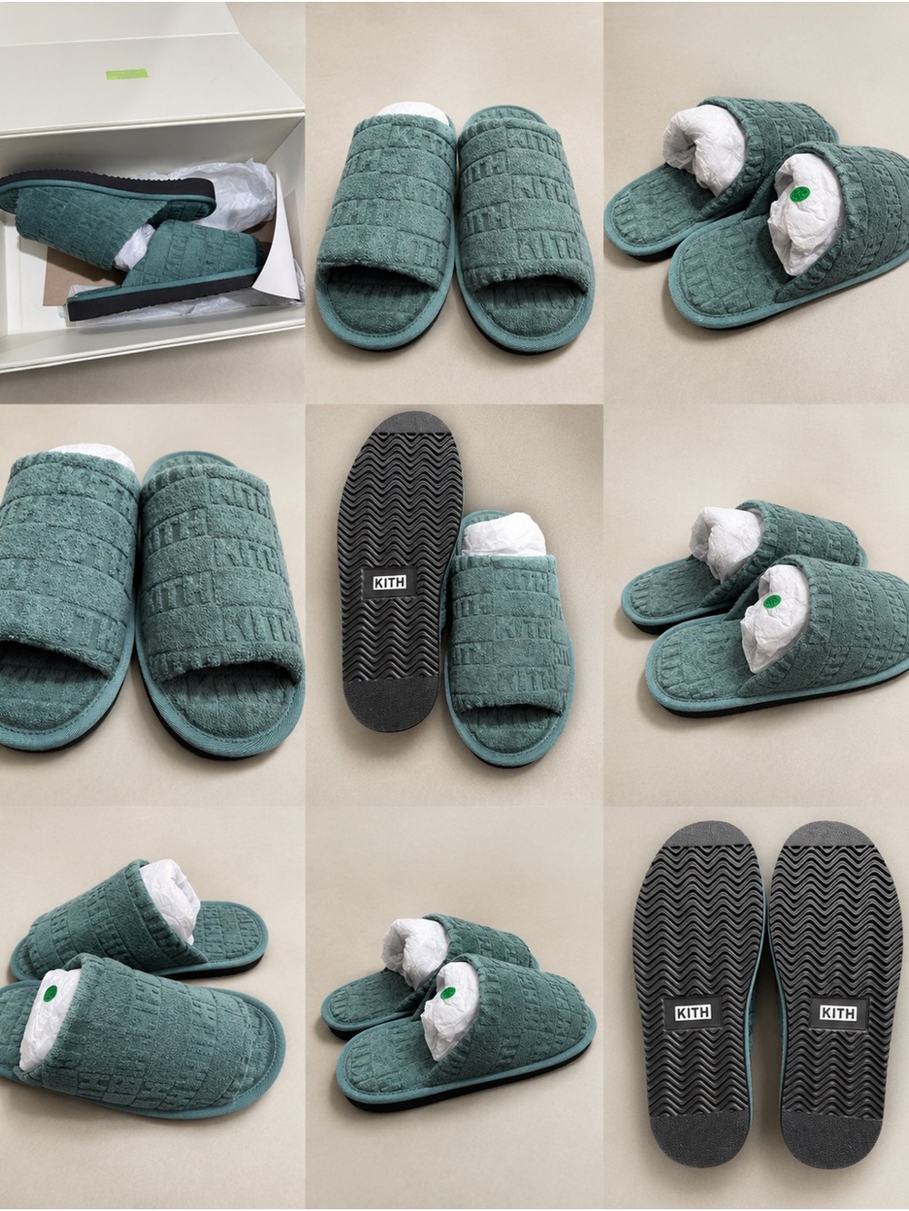 Kith Slide Slippers in Teal